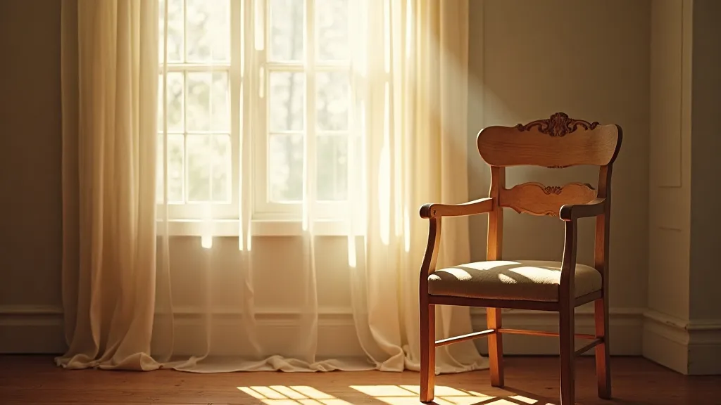 Antique chair protected from sunlight