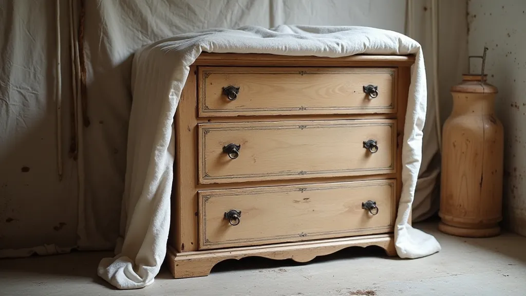 Antique dresser being prepared for storage