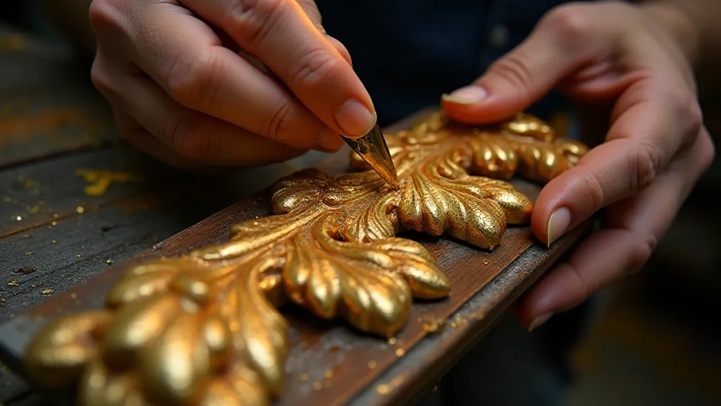 Applying gold leaf