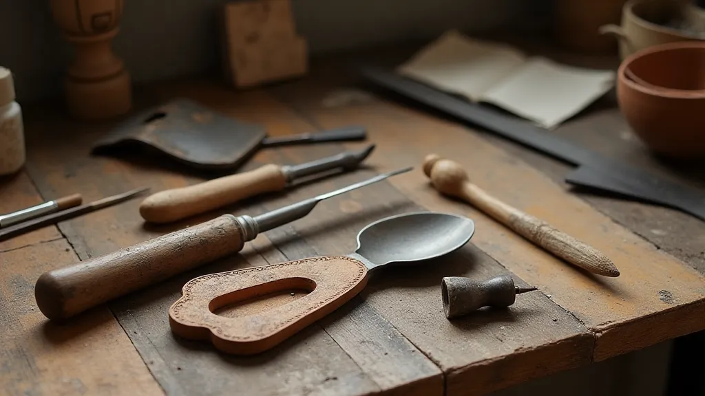 Antique hand tools on a workbench