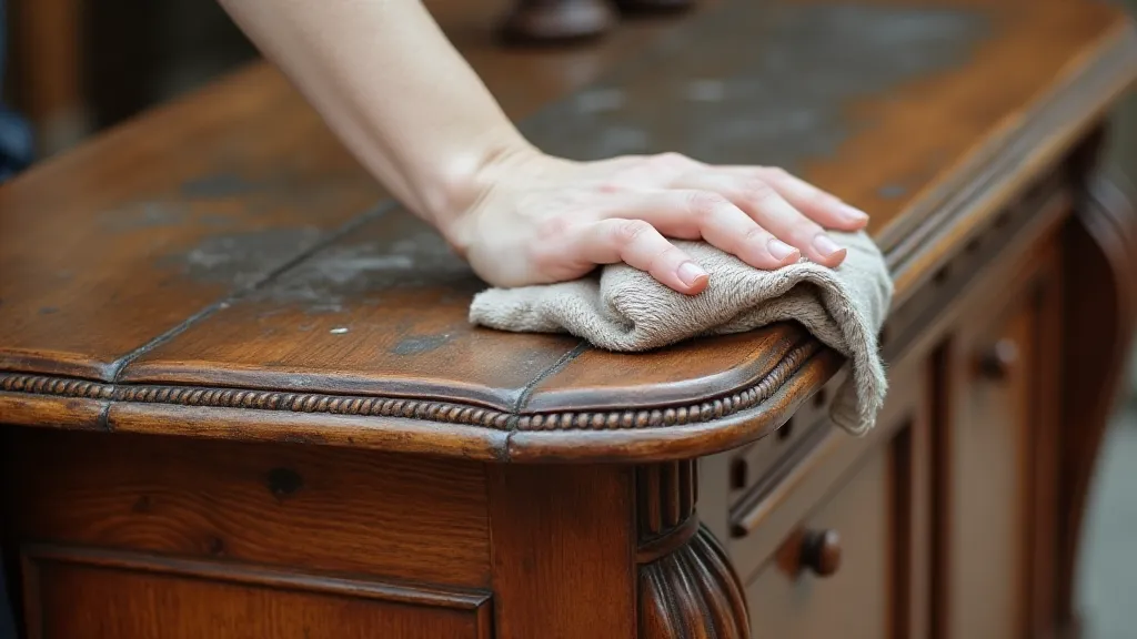 Antique furniture being cleaned