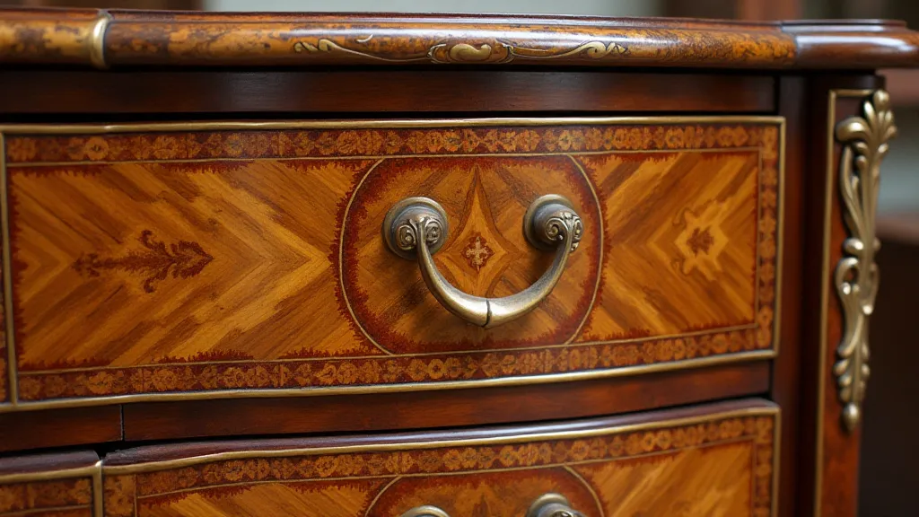 Restored marquetry on antique furniture