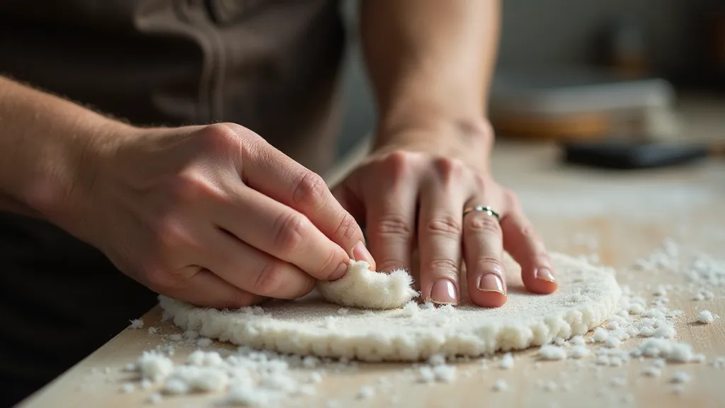 Craftsman creating a rubber pad