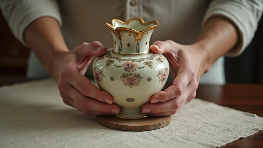 Antique vase on coaster