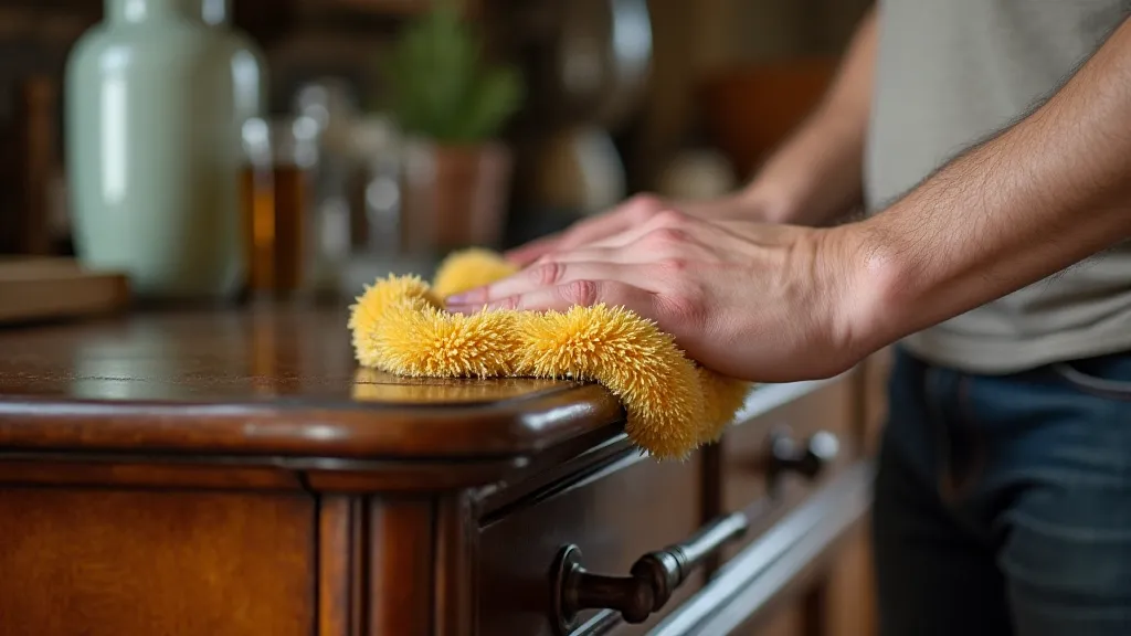 Person buffing furniture