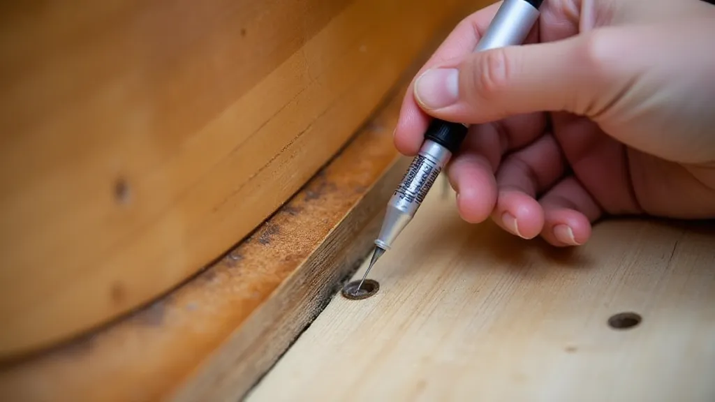 Person injecting woodworm treatment